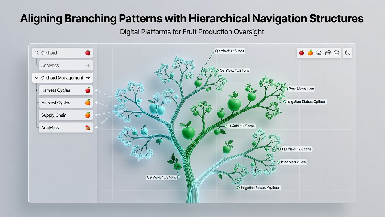 Aligning Branching Patterns with Hierarchical Navigation Structures in Digital Platforms for Fruit Production Oversight